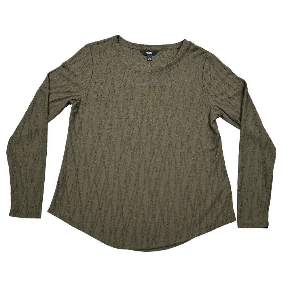 Simply Vera New Olive Green Long Sleeve Textured Top Size L